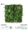 GloboStar® Artificial Garden JUNGLE FERN 20351 Τεχνητό Διακοσμητικό Πάνελ Φυλλωσιάς - Κάθετος Κήπος σύνθεση Ζούγκλα Φτέρης Μ100 x Π100 x Υ20cm